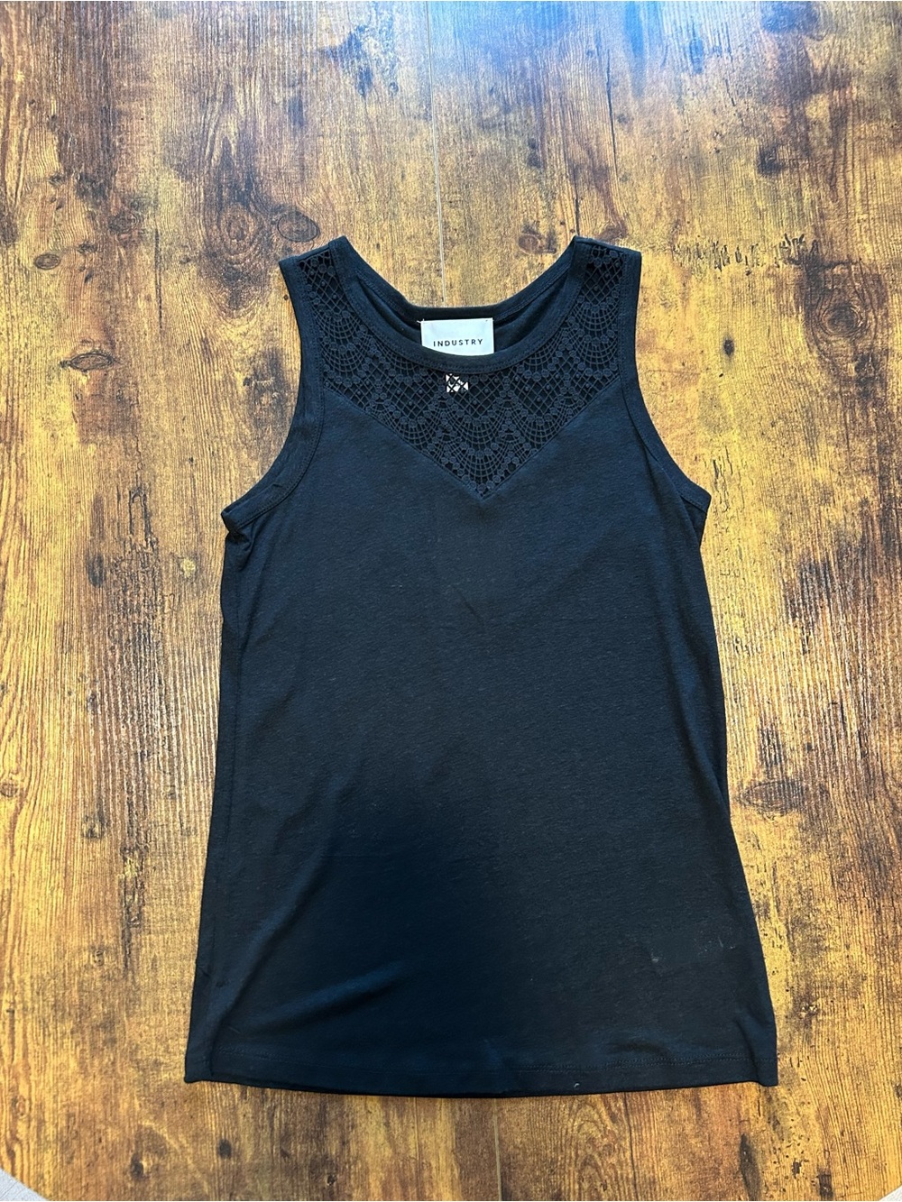 Women's Black Crochet Yoke Tank Top - Picture 2 of 3